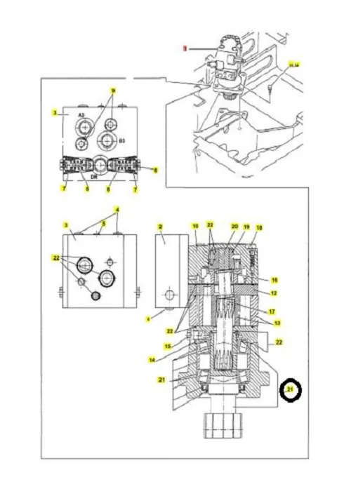 Antriebsritzel Schwenkantrieb, Drehantrieb Yanmar B18, Ansicht 6